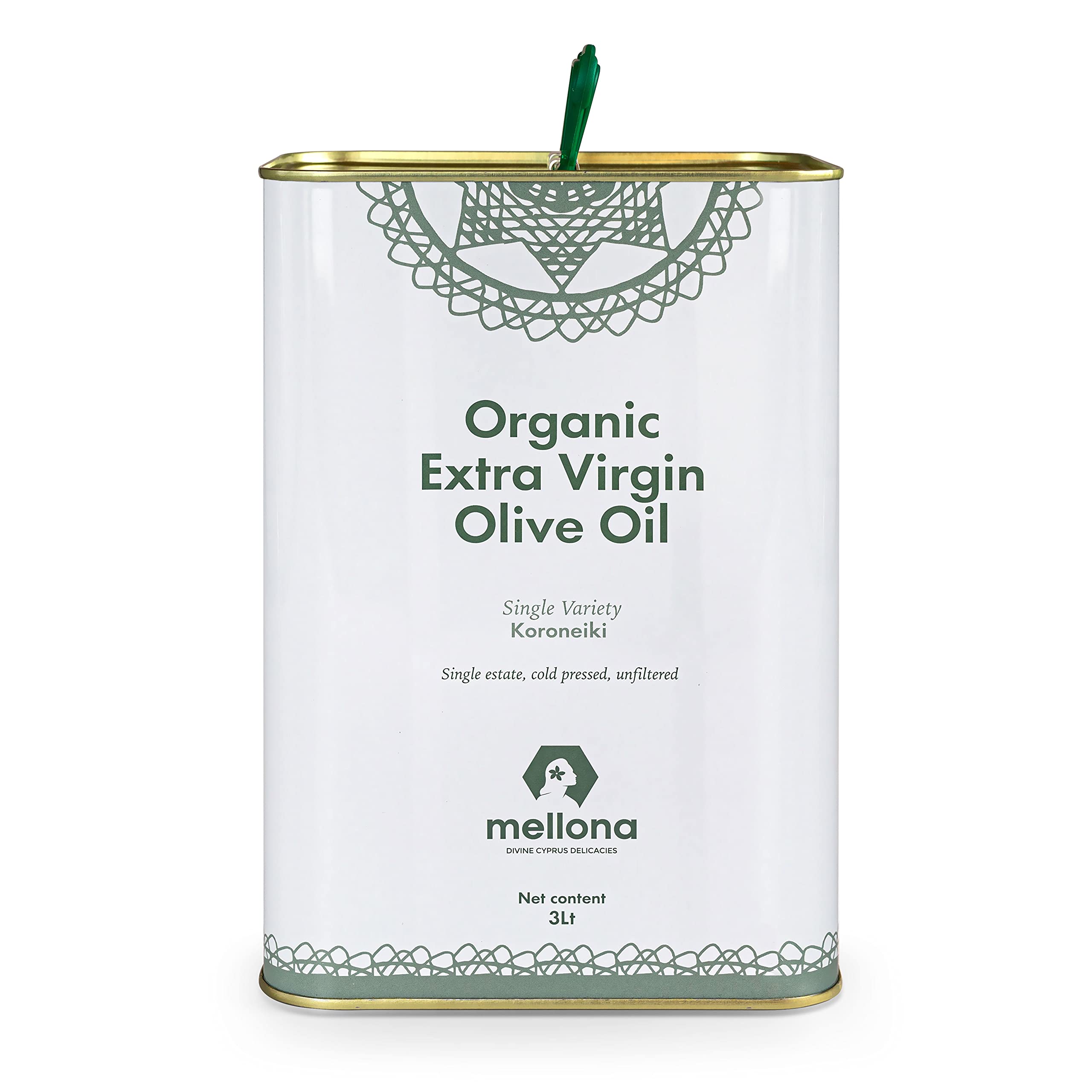 Mellona Organic Extra Virgin Olive Oil | Cold Pressed & Hand Harvested – 3L