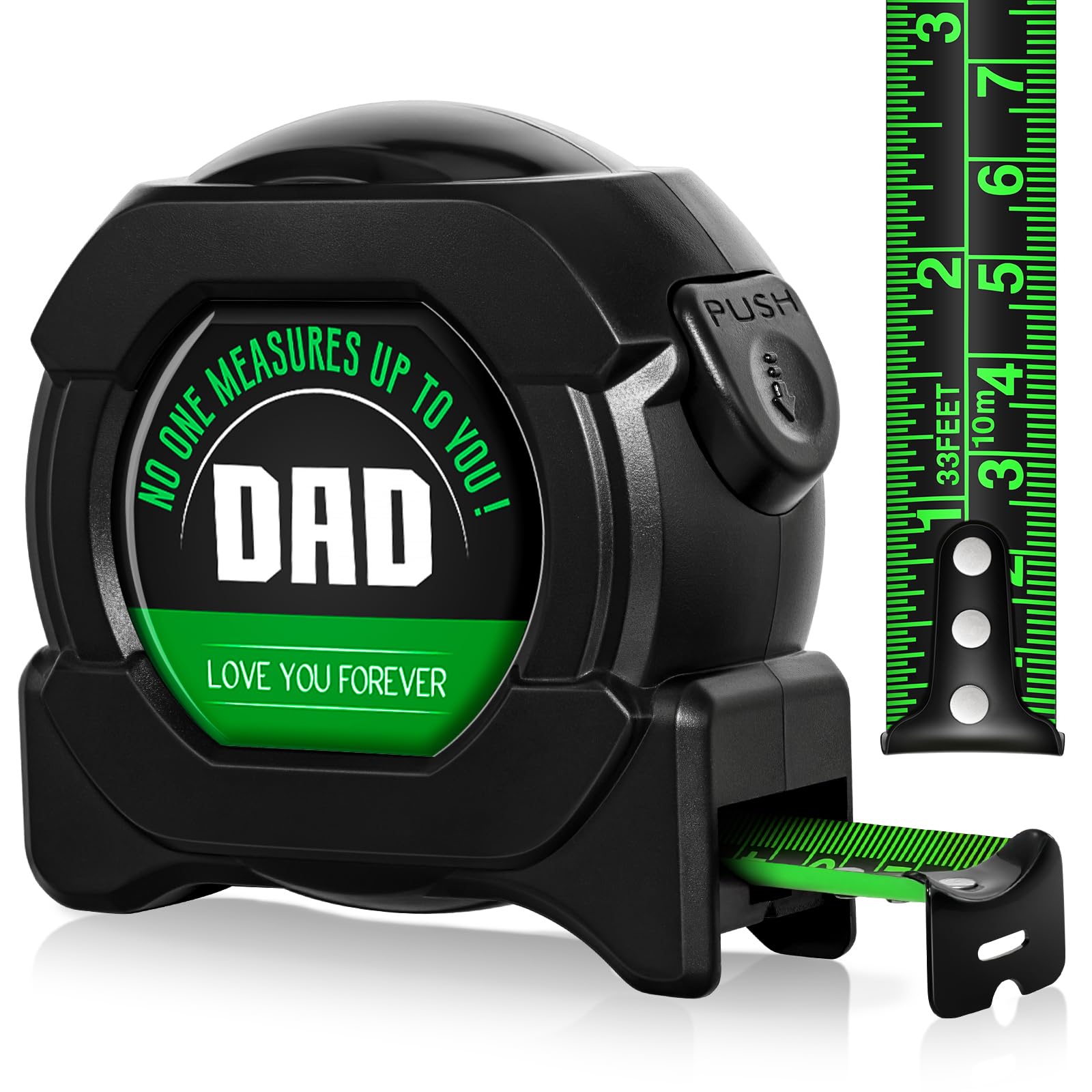 SunmeiTrad Personalized Tape Measure – 10M/33FT Black Tool Gift for Dad