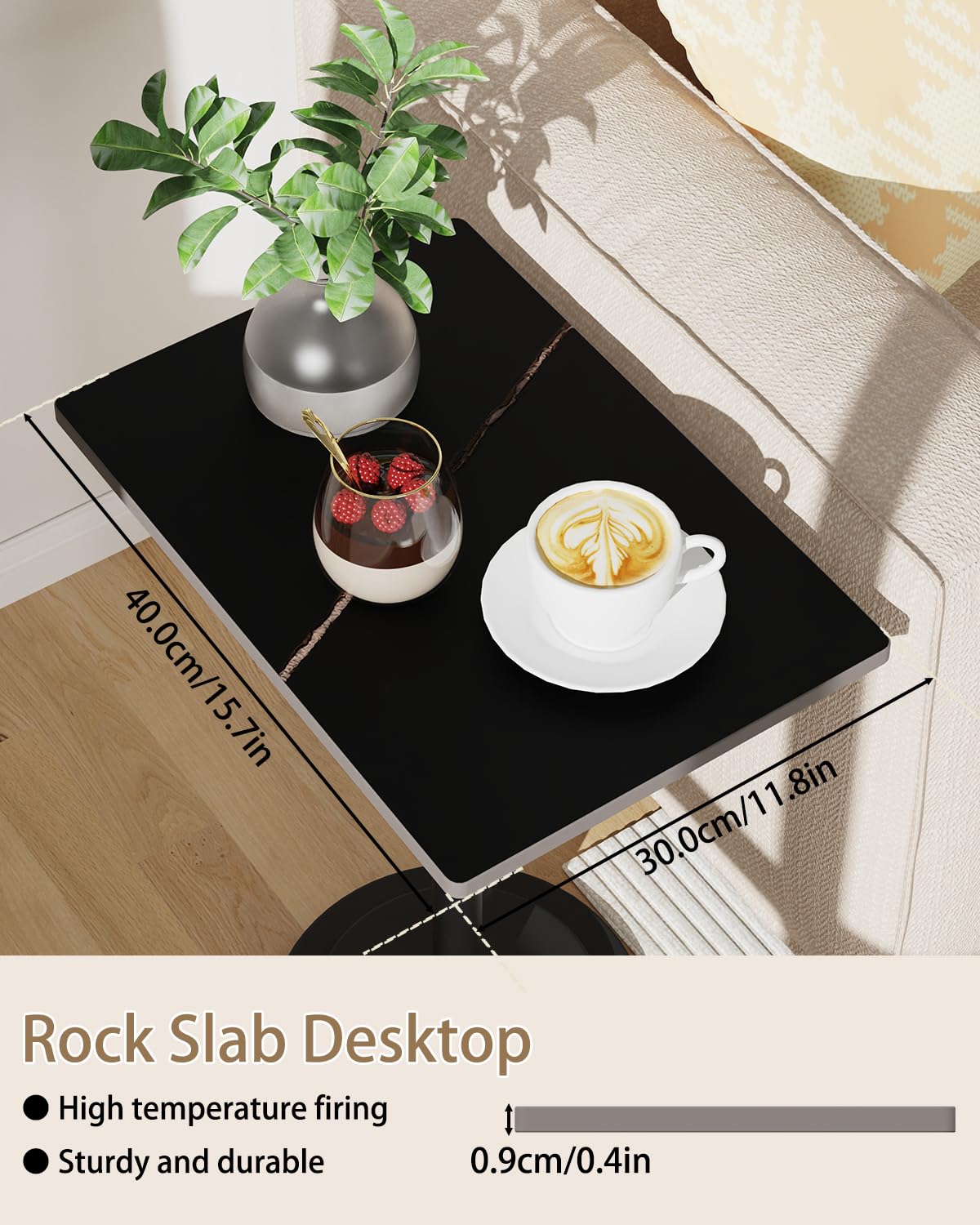 GUOHNHE Rectangle Side Table, Height Adjustable Stand, 1 Pack, Black - image 5