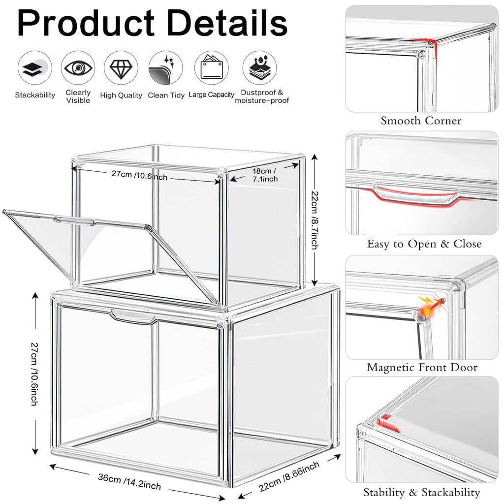 LINYAPRY Set of 4 Stackable Acrylic Purse Organizer with Magnetic Door