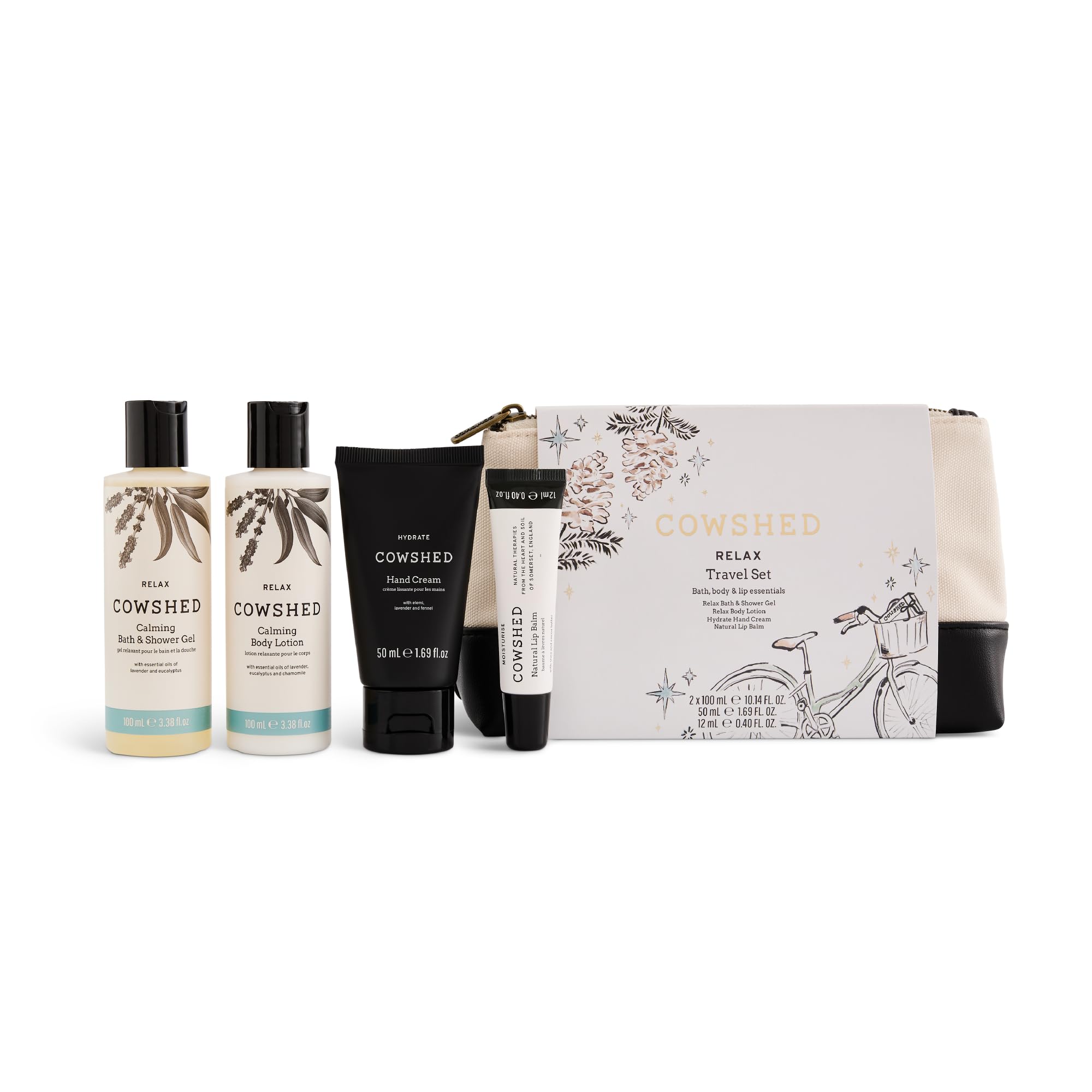 Cowshed Relax & Refresh Travel Set | 4-Piece Luxury Skincare Gift Kit