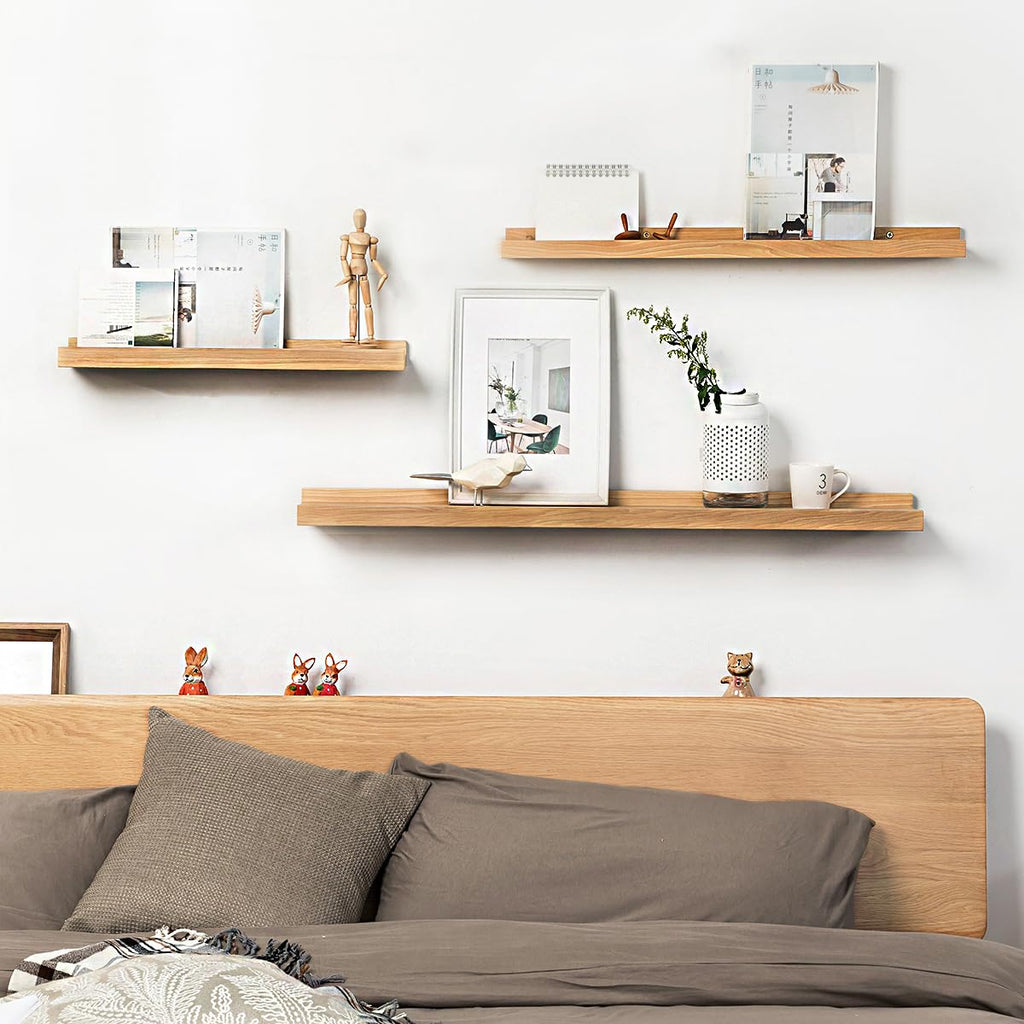 Oakerland 36-Inch Solid Oak Floating Shelves | Minimalist Picture Ledge