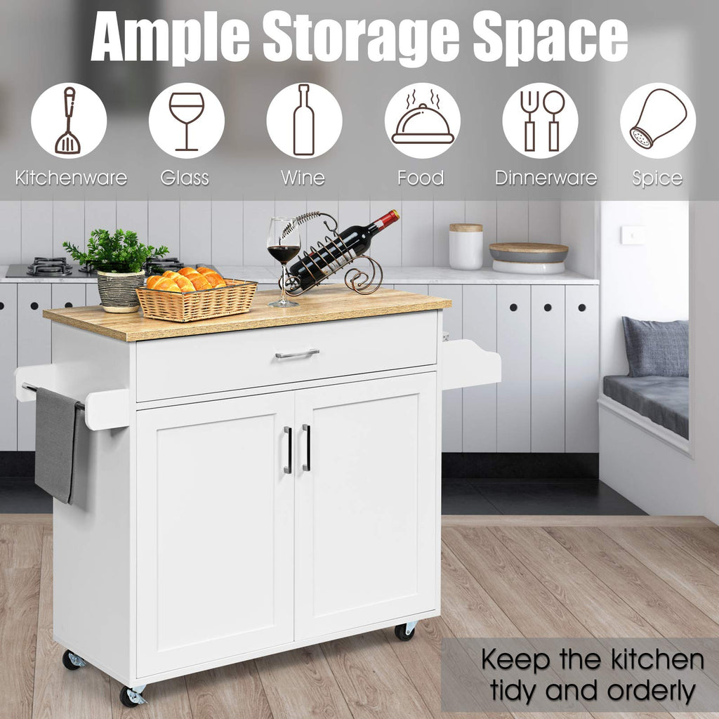 GiantexUK Kitchen Island Cart White, 116 x 40 x 85 cm