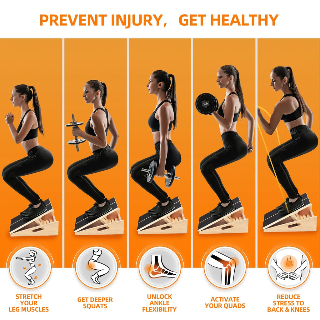 STNFAREBI Wooden Slant Board – 5-Position Adjustable Calf Stretcher