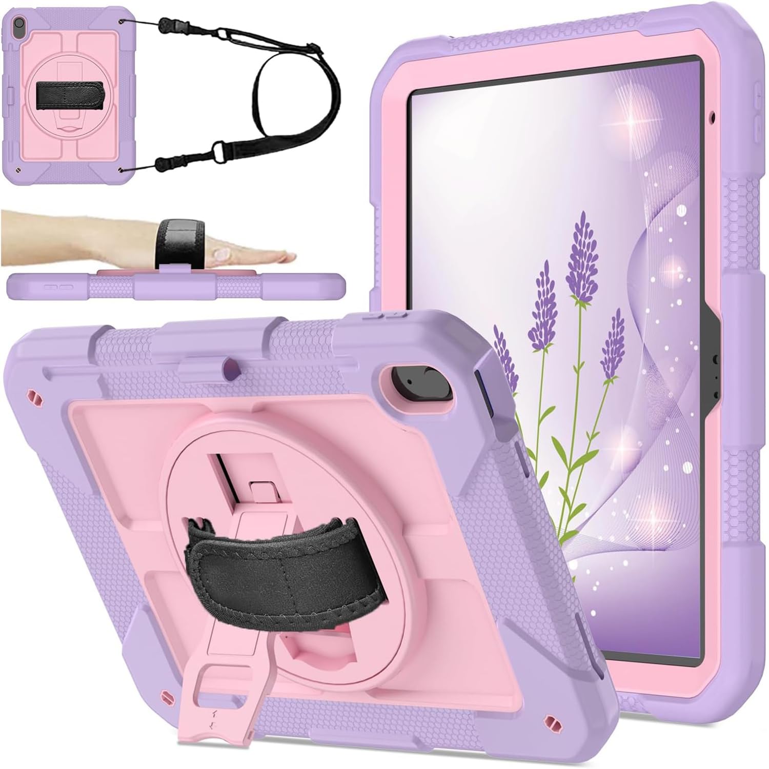 TOPWANT iPad 11th/10th Gen Case - 360 Rotating Stand & Pencil Holder