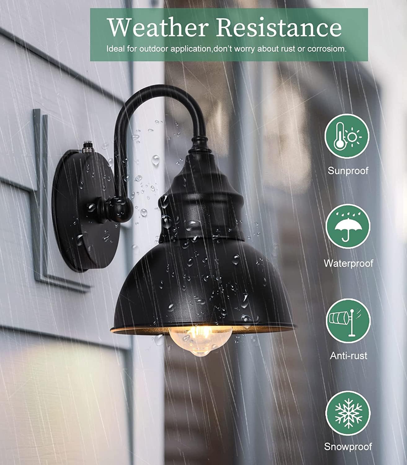 UYHGO Dusk to Dawn Outdoor Wall Lights – IP44 Waterproof Security Lamp