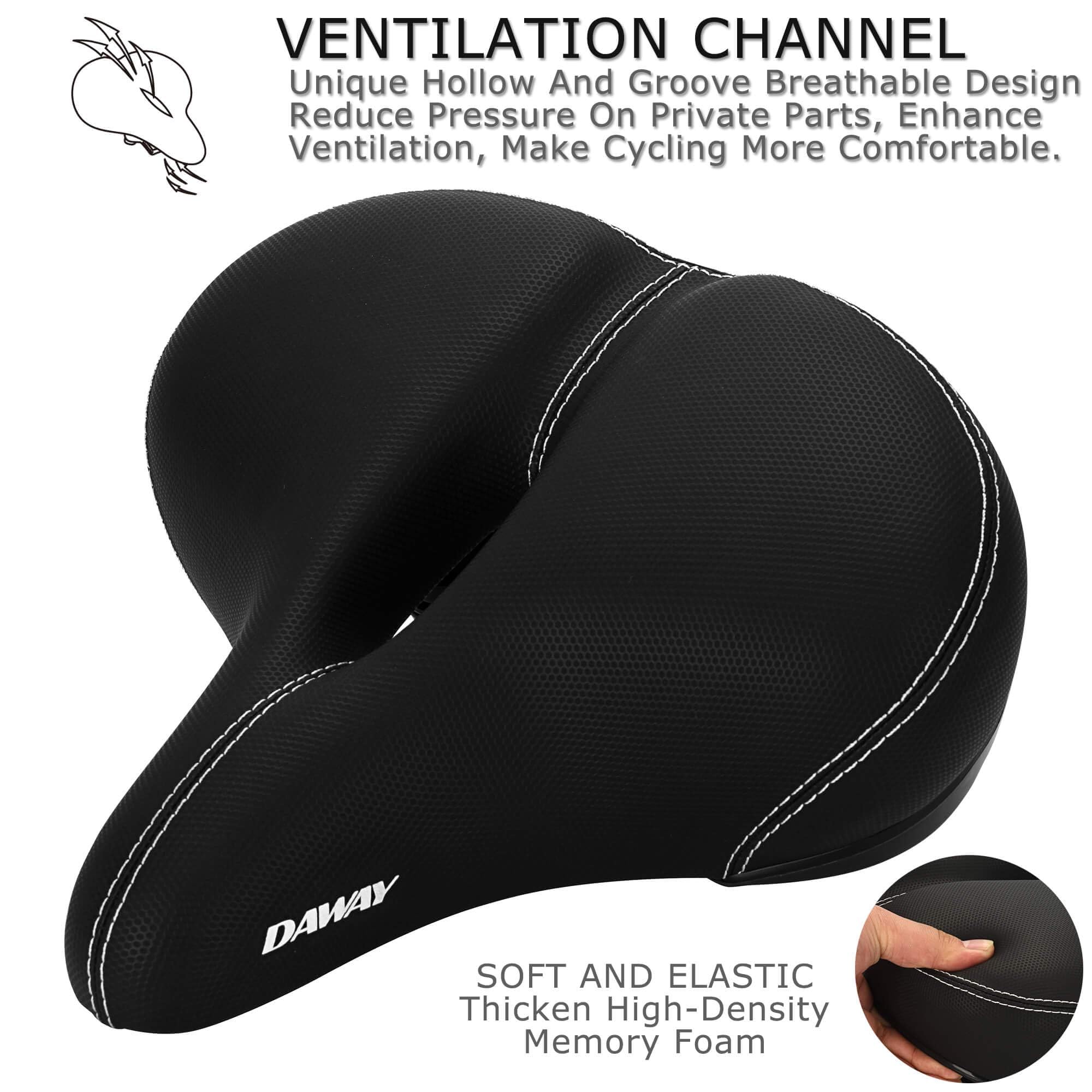 DAWAY C30 Wide Bike Seat - Memory Foam Oversized Bicycle Saddle for Peloton