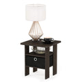 Furinno Andrey Side Table – Nightstand with Storage Bin, Dark Brown