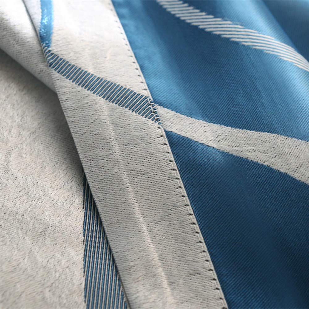 MYRU Striped Eyelet Curtains - Blue 80% Blackout Panels, 66x84 Inch