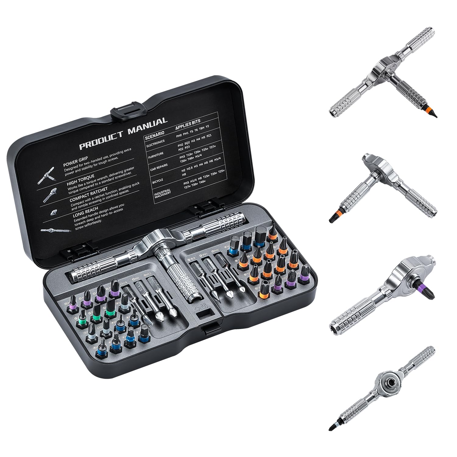 VMAN 40-in-1 Ratchet Screwdriver Set | S2 Steel Magnetic Bits & Shaft