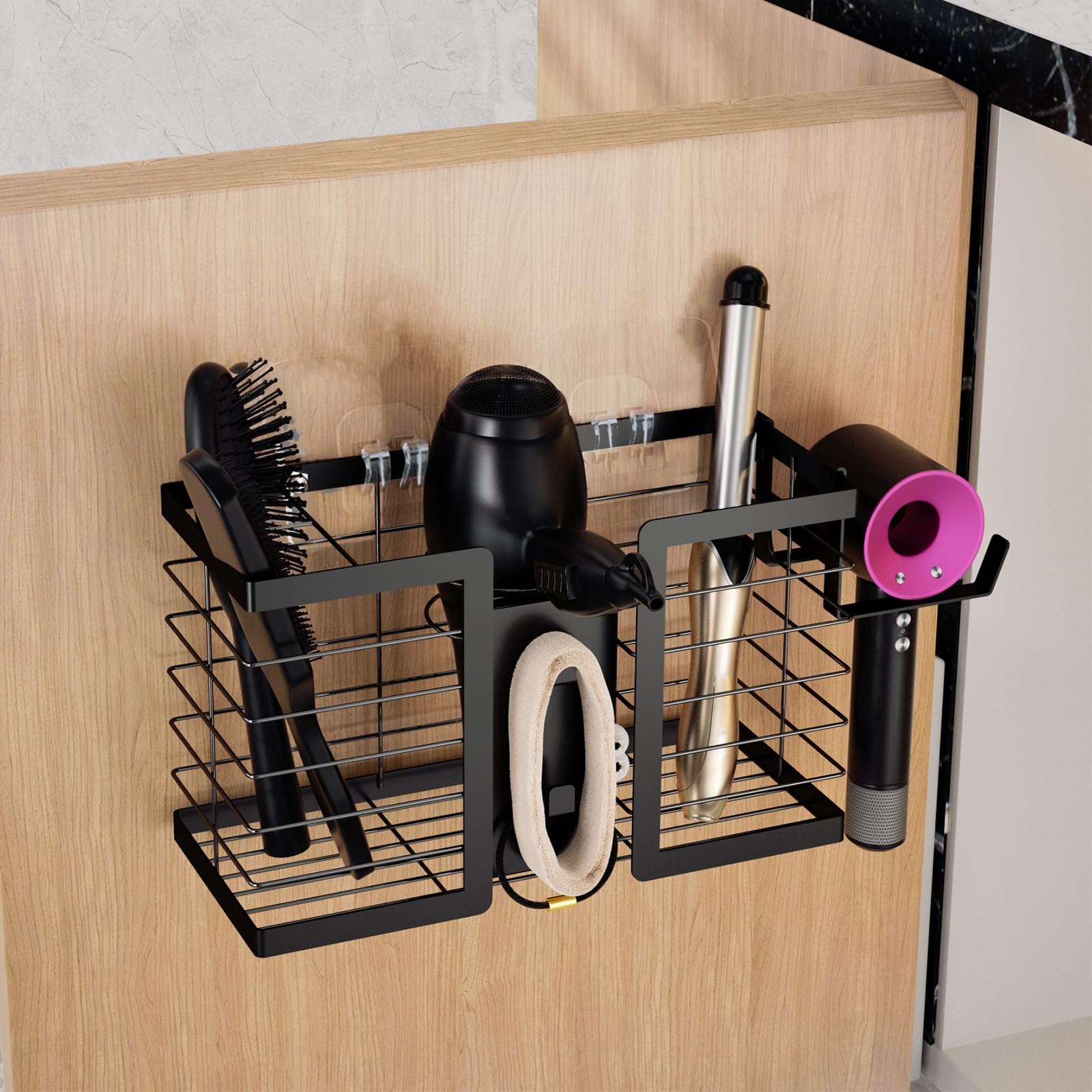Jolof Store Hair Tool Organizer – Steel Wall Mount Hair Dryer Holder