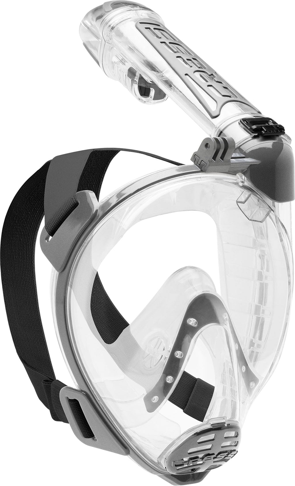 Cressi Duke Full Face Snorkel Mask with Action Cam Holder - Clear/Silver