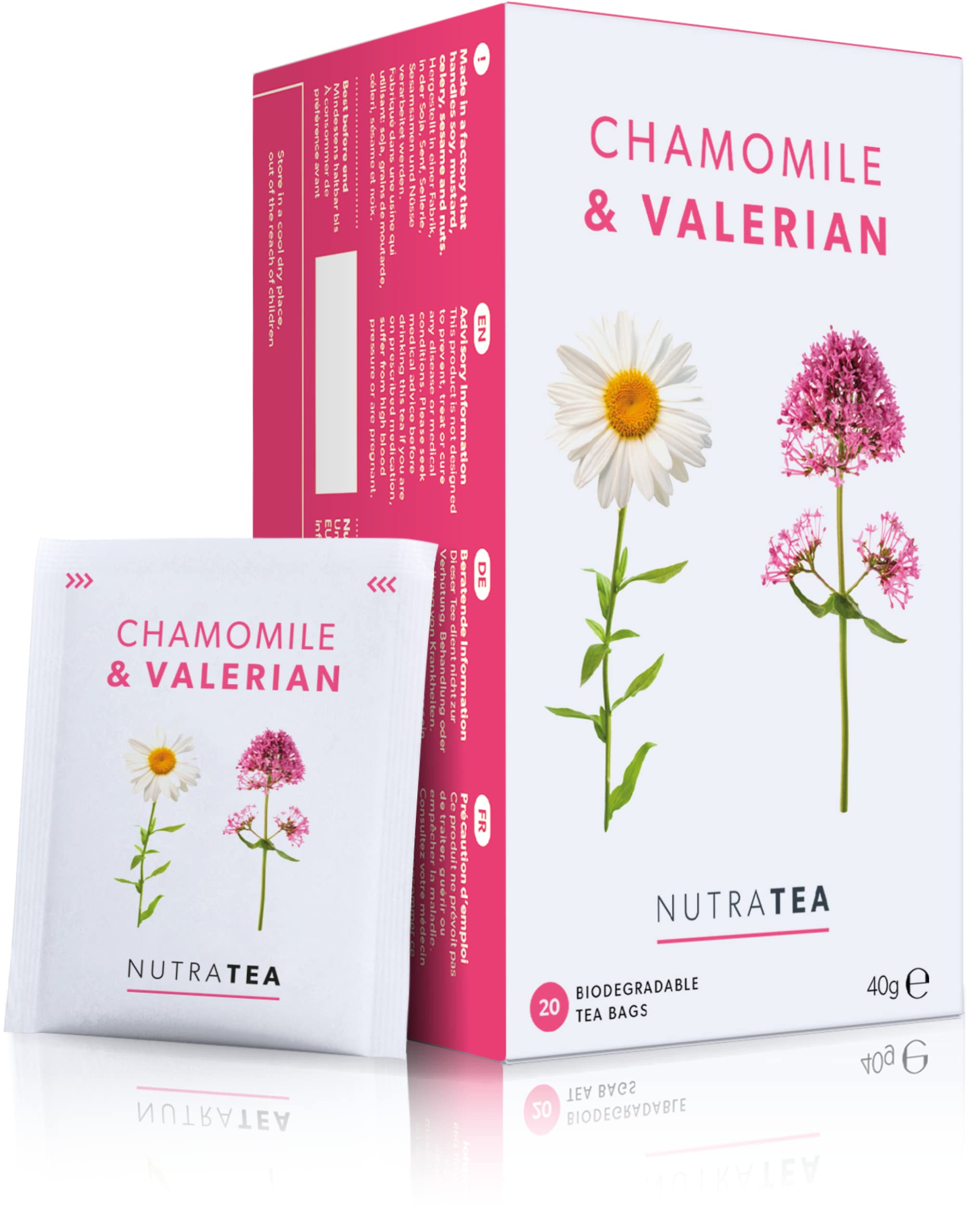 Nutra Tea Chamomile & Valerian Root Sleep Tea - 80 Herbal Teabags (2 Pack)