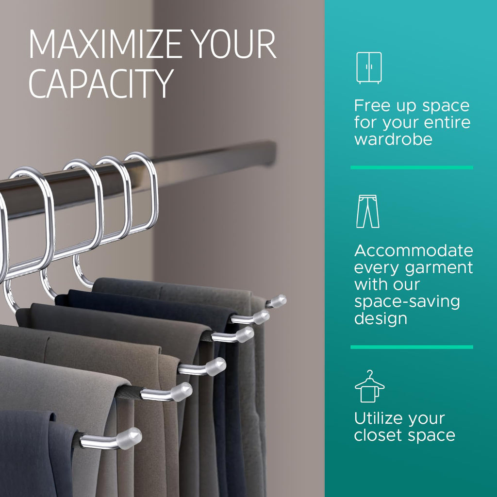Open Ended Metal Trouser Hangers – Non-Slip Rubber Coated 50 Pack