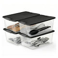Homz 15-Quart Clear Plastic Stackable Storage Container Organizer Bin with Gray Snaplock Latching Lid for Home and Office Organization 4 Pack - image 1