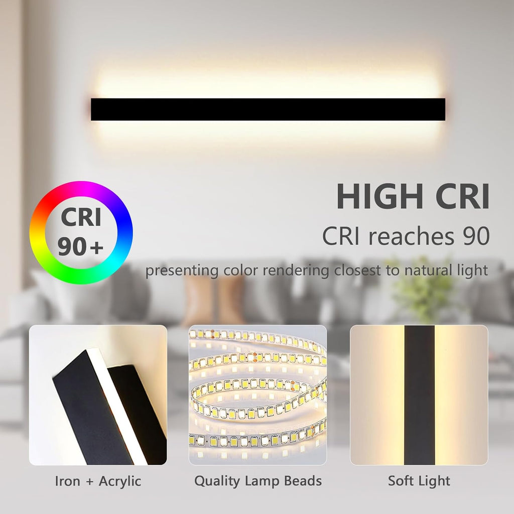 SUCIKORIO LED Wall Light – 100cm Dimmable Smart Strip Sconce | Black