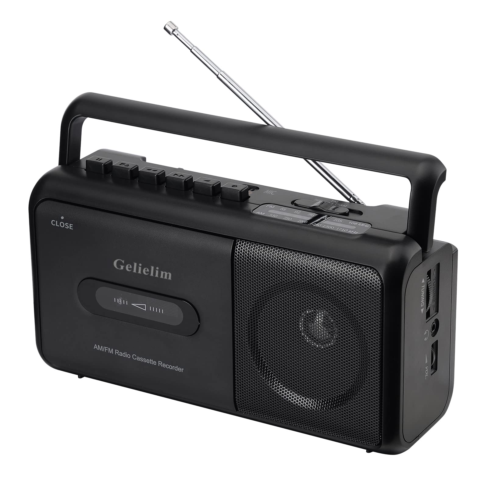 Gelielim Portable Cassette Player & AM/FM Radio Boombox - Brown