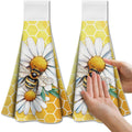 CUTHOLLOW Bee and Daisy Hanging Kitchen Towels | Microfiber Set of 2