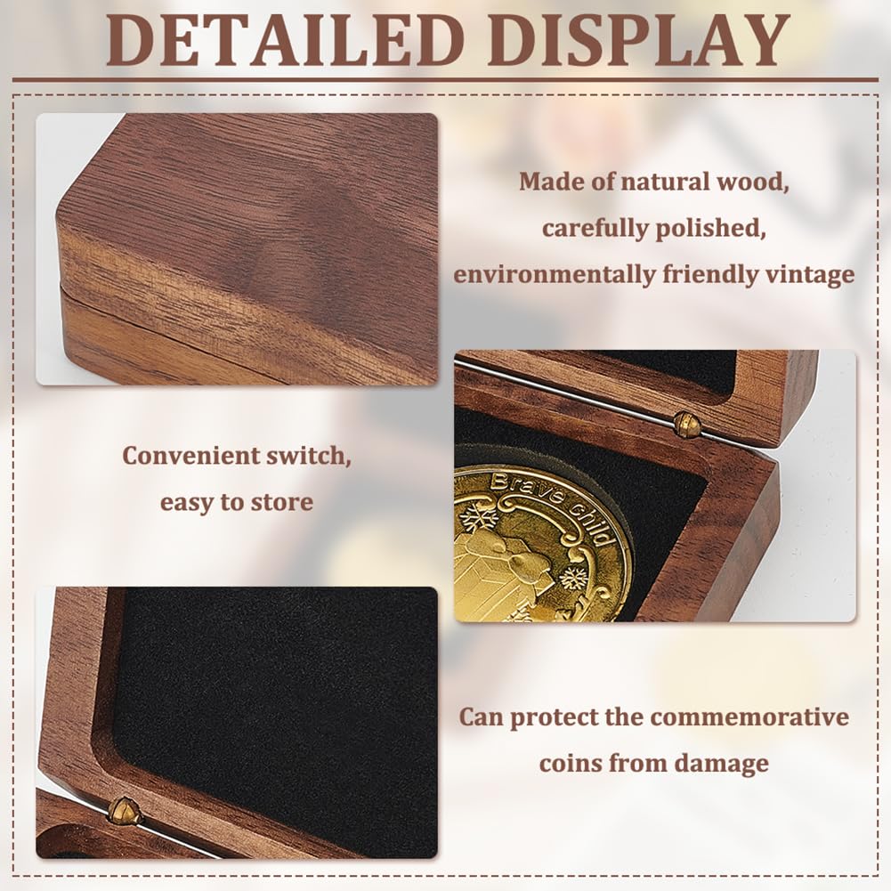 FINGERINSPIRE Wood Challenge Coin Display Box With Black Velvet Inside - image 4