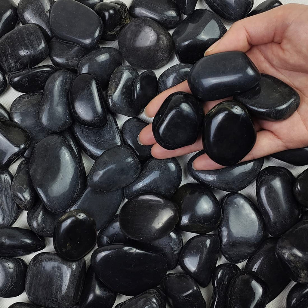 FANTIAN 9.1kg Natural Black Pebbles – 30-50mm Garden & Aquarium Rocks