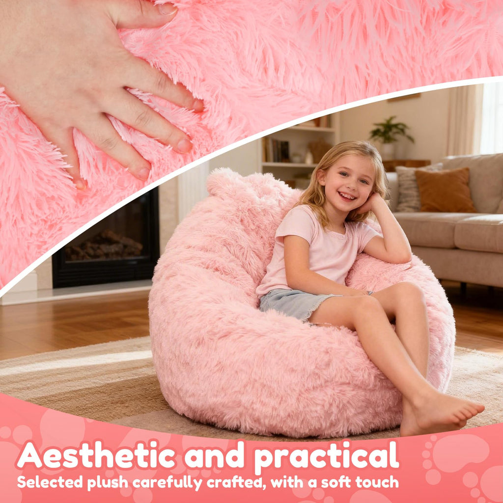 Fluffy Bean Bag Cover No Filler Kids Bean Bag Chair Stuffed Animal Storage - image 5