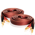 LONPOO 14AWG Pure Copper Speaker Cable with Gold Banana Plugs - 6ft Pair