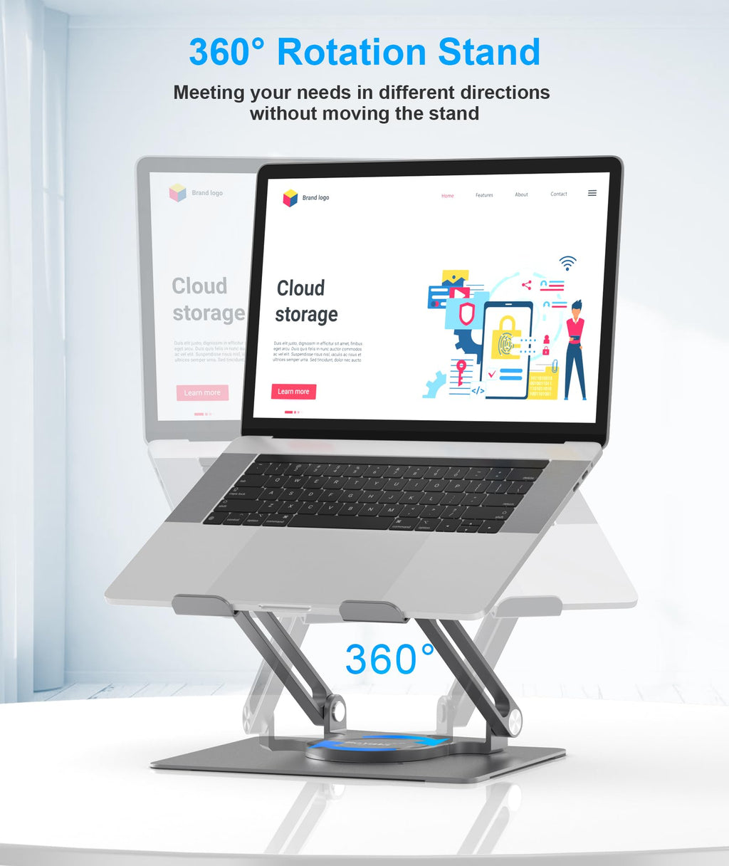 BoYata Laptop Stand | 360° Rotating Adjustable Ergonomic Desk Riser
