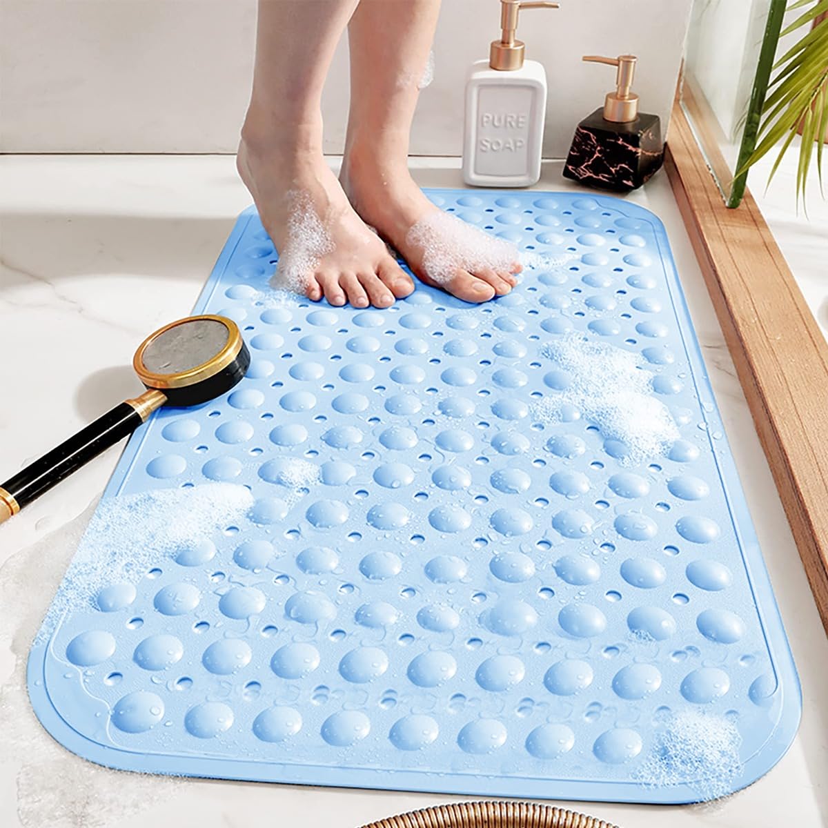 Non-Slip Pebble Shower Mat | Anti-Mould Rubber Bath Mat