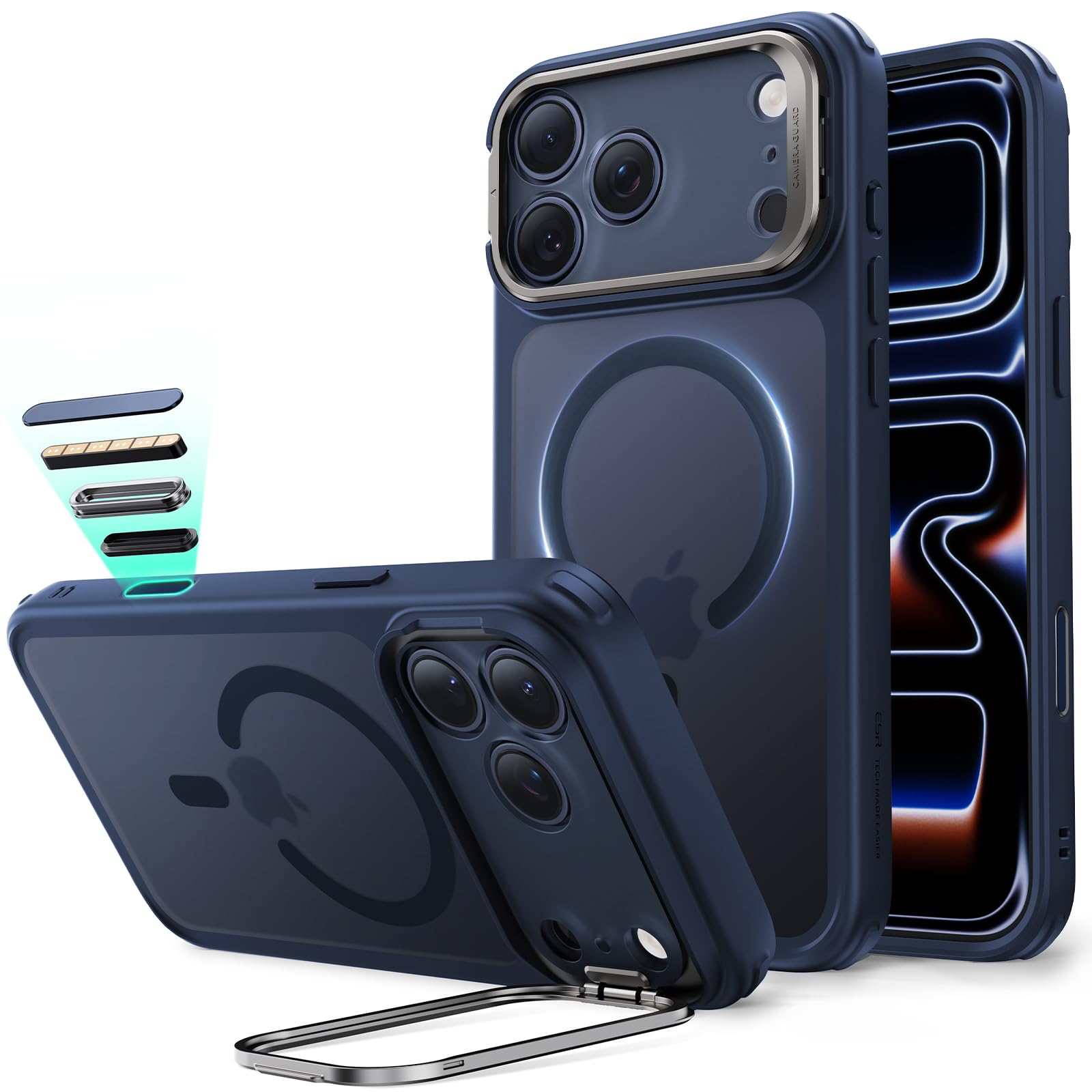 ESR iPhone 17 Pro Max MagSafe Case with Kickstand – Frosted Blue