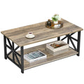 GreenForest 100cm Coffee Table – 2-Tier Storage X-Frame Center Table