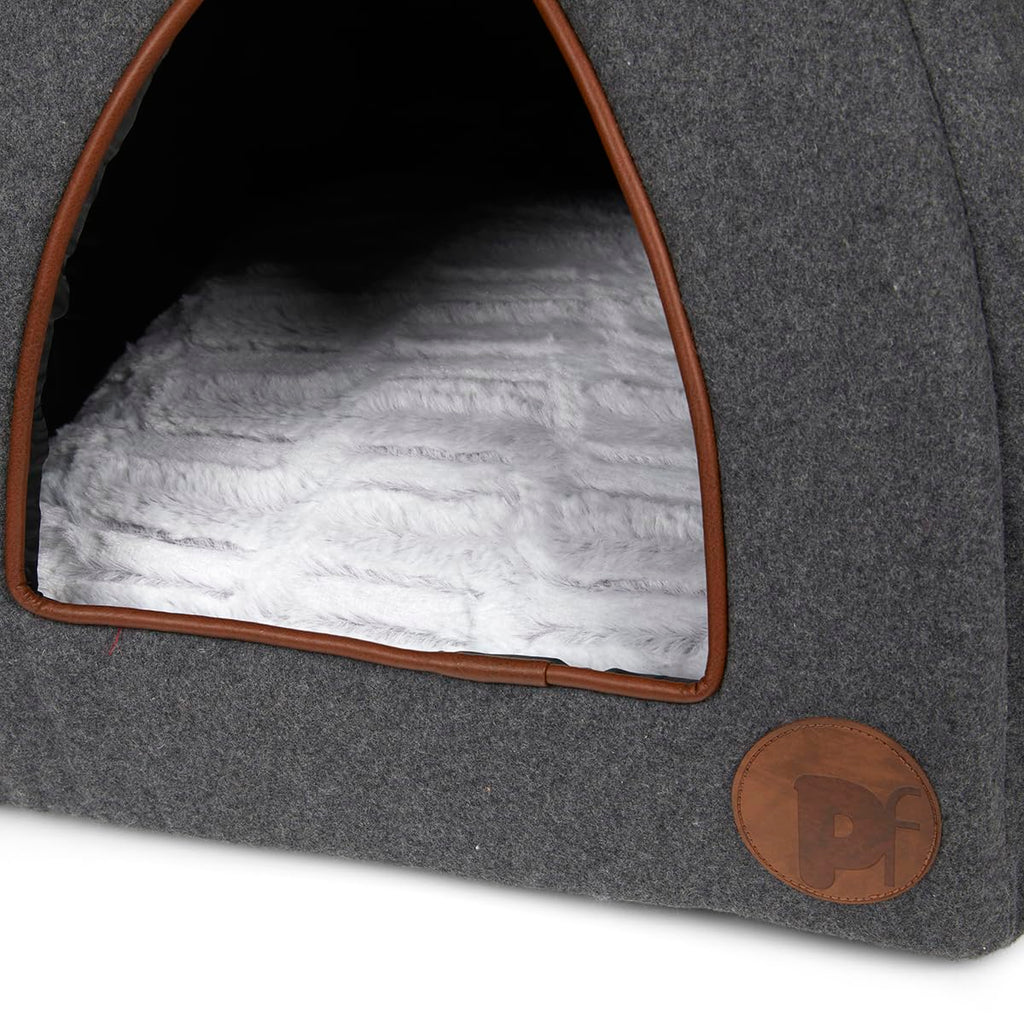 Petface Graphite Grey Felt Igloo Cat Bed – Cozy Indoor Pet Cave