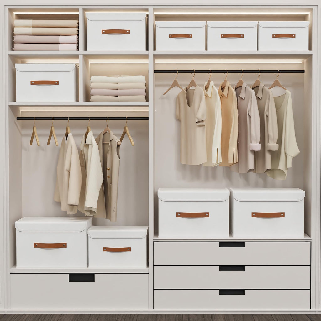 Yawinhe Collapsible Storage Boxes with Lids,45x30x30cm,White,3-Pack - image 2