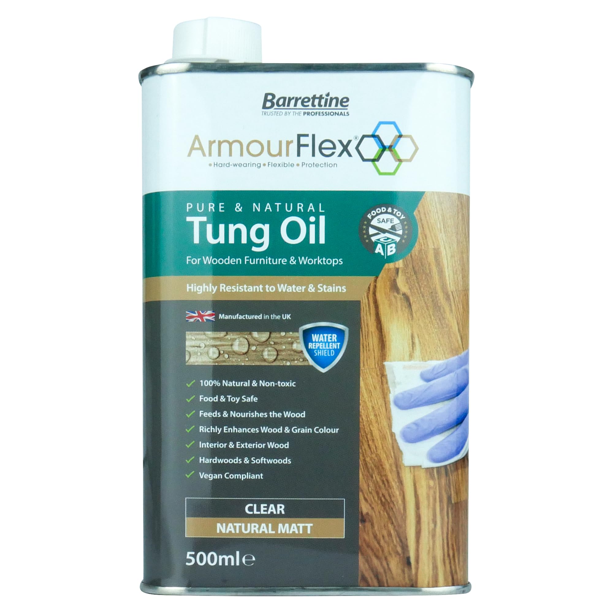 Barrettine Pure Tung Oil 500ml | Food Safe Natural Wood Finish