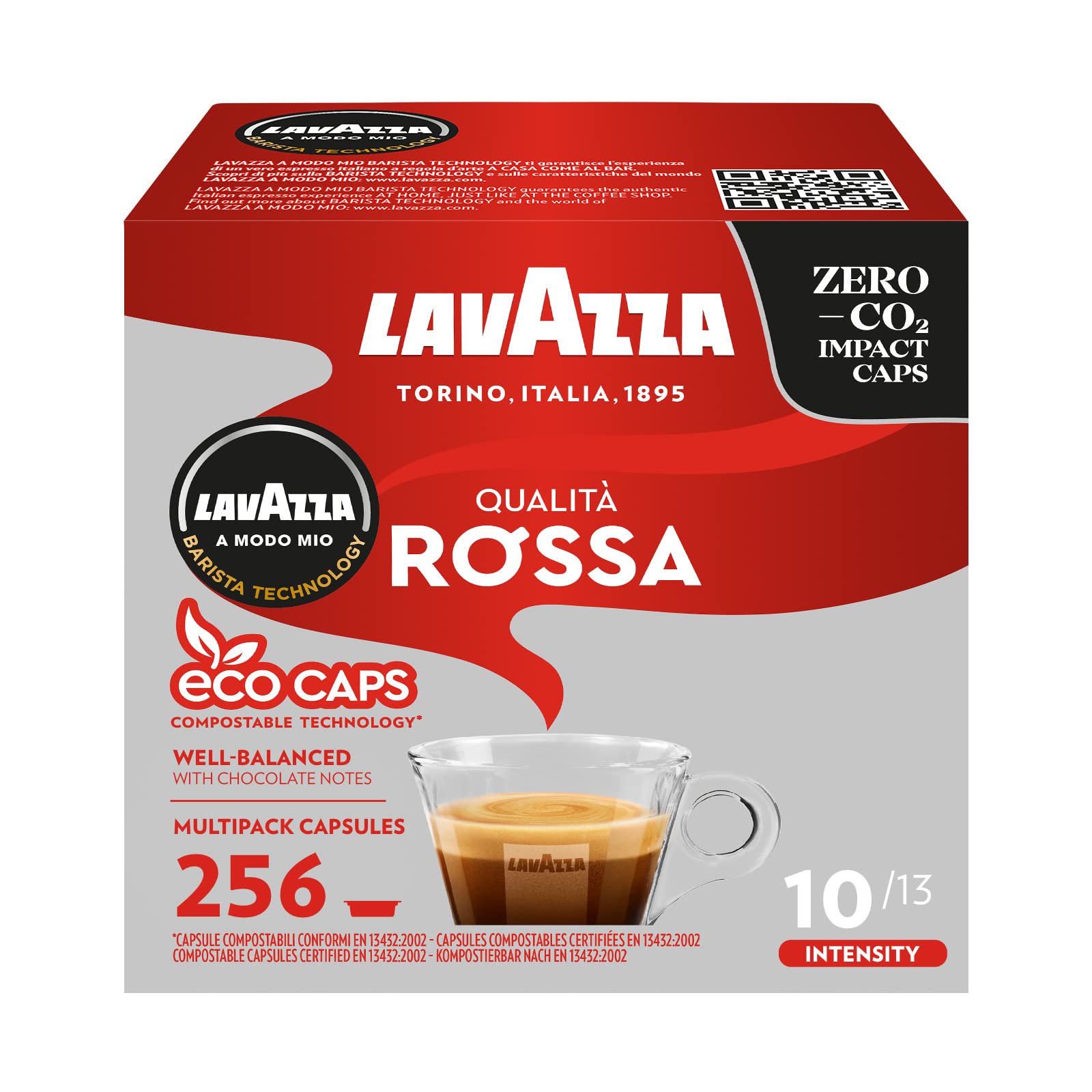 Lavazza A Modo Mio Eco Caps - Qualità Rossa Espresso Pods (256 Pack)