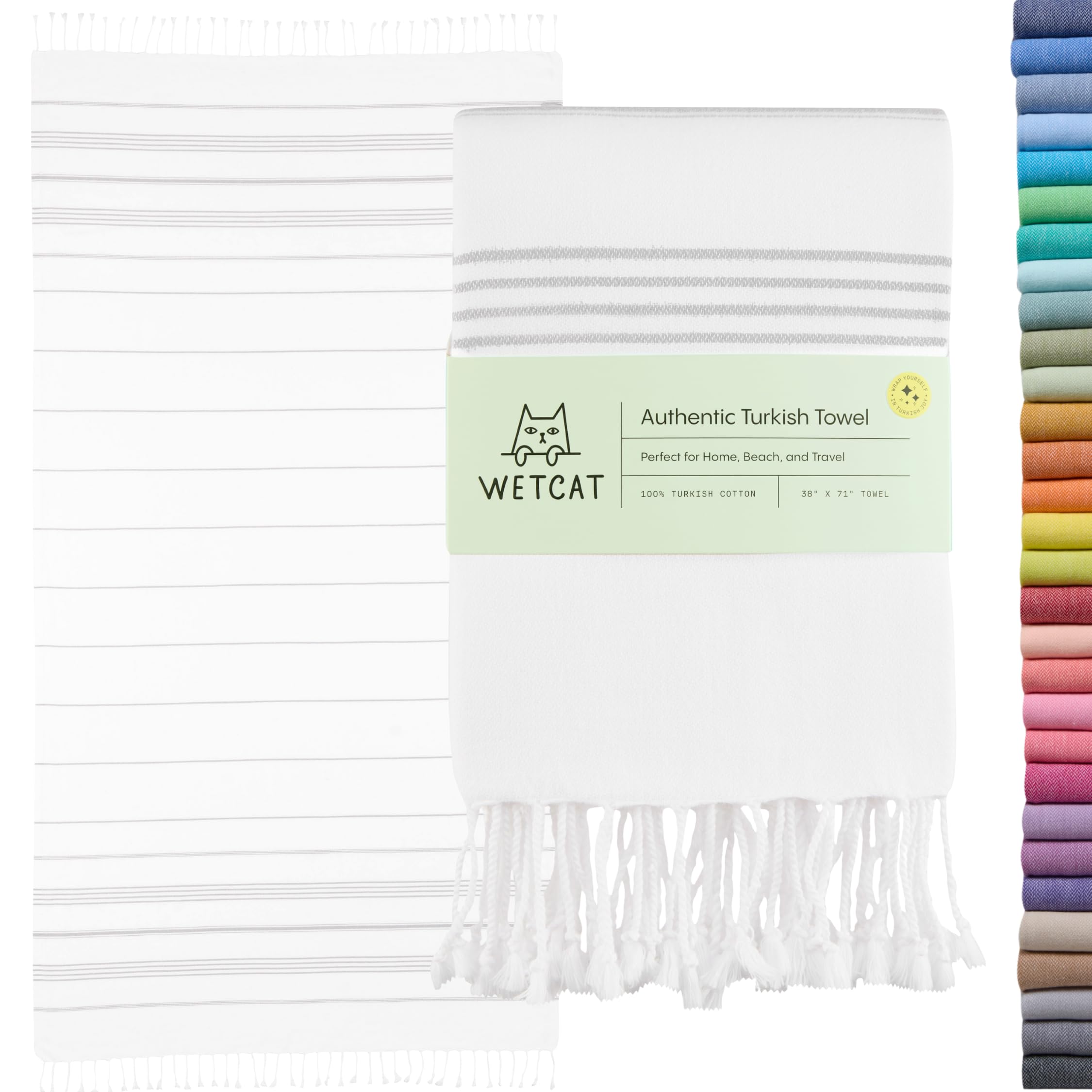 Wetcat Turkish Beach Towel – Oversized 100% Cotton Sand Free Travel Towel