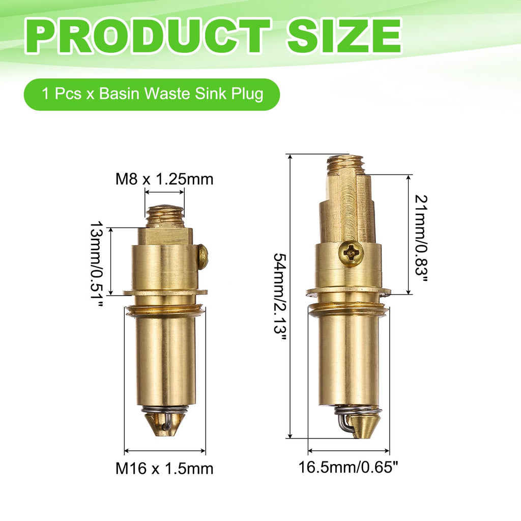 sourcing map Basin Sink Clicker, Replacement Sink Basin Clicker Brass Push Spring Plug for Home Bathroom Bathtub Sinks Drain Stopper - image 2