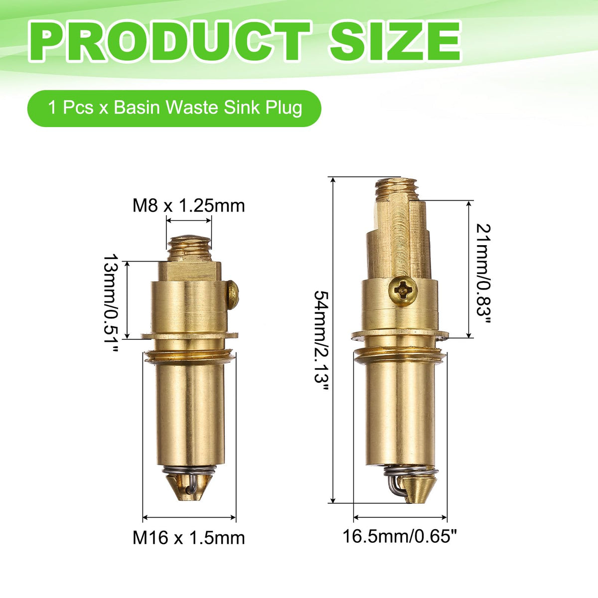 sourcing map Basin Sink Clicker, Replacement Sink Basin Clicker Brass Push Spring Plug for Home Bathroom Bathtub Sinks Drain Stopper - image 2