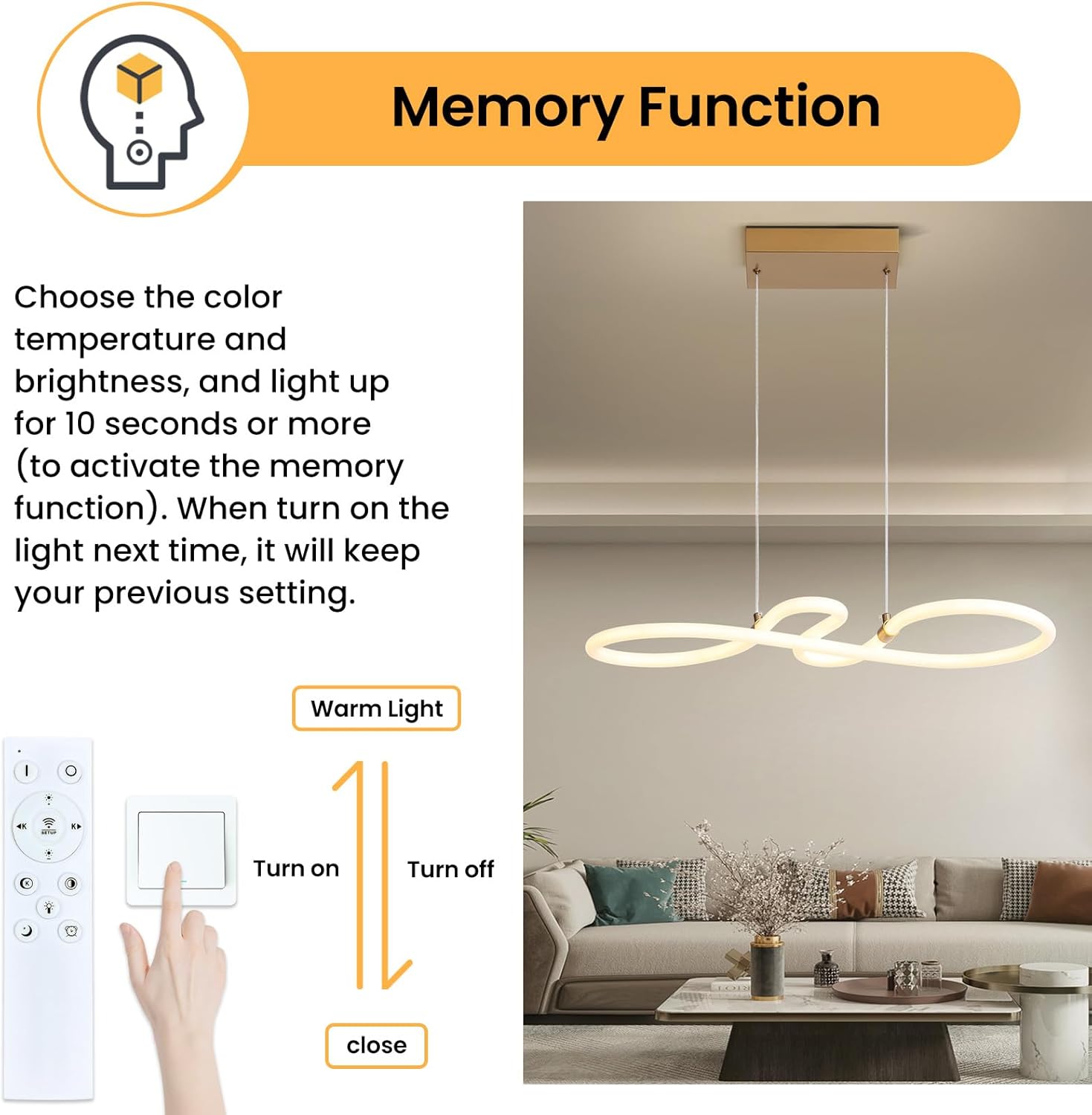 Mikeru Modern LED Pendant Light | Dimmable White Kitchen Island Lamp