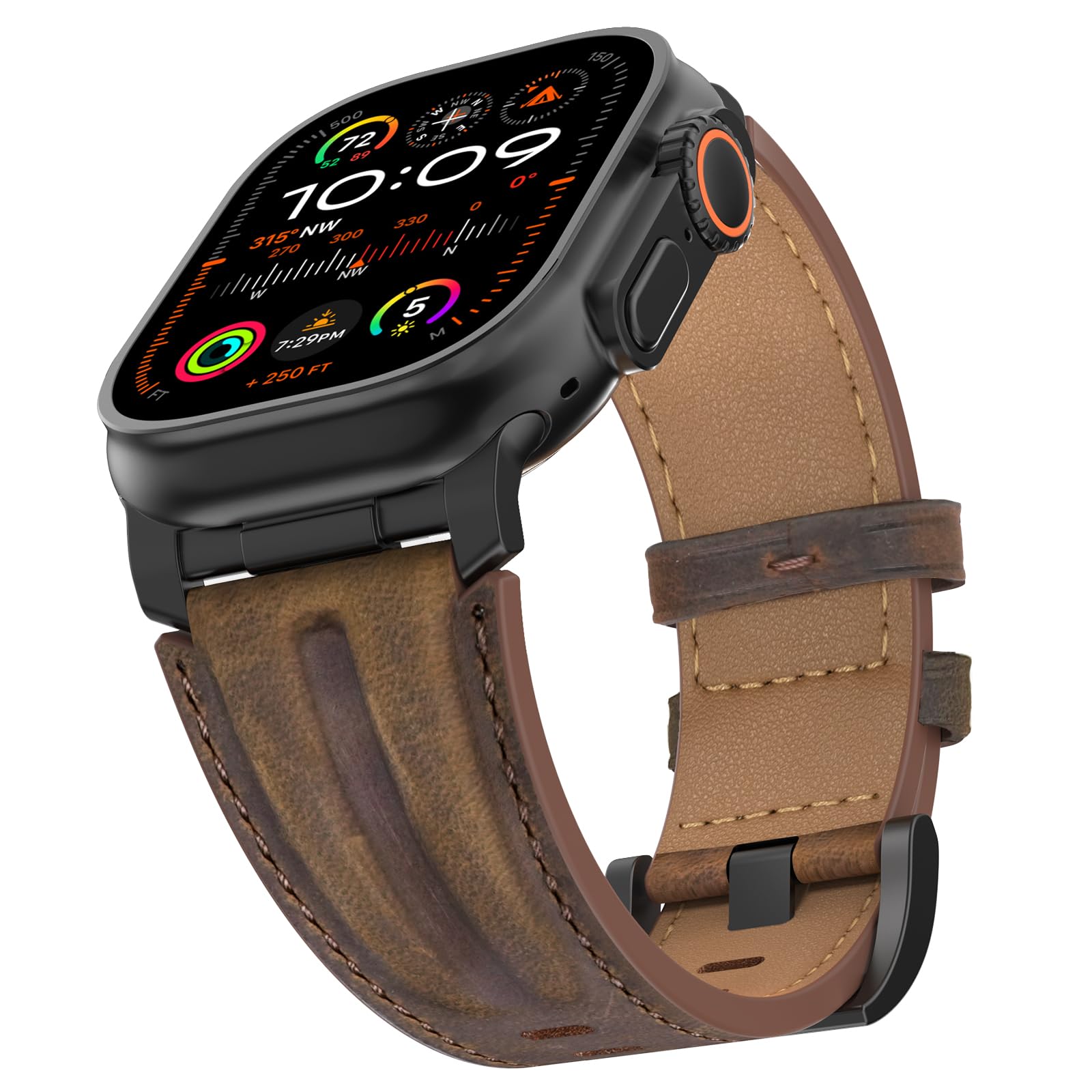Bouixel Top Grain Leather Strap for Apple Watch Ultra 49mm 46mm 45mm