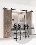 Jolof Store 10FT Sliding Barn Door Track Kit | J-Shape Double Door Hardware