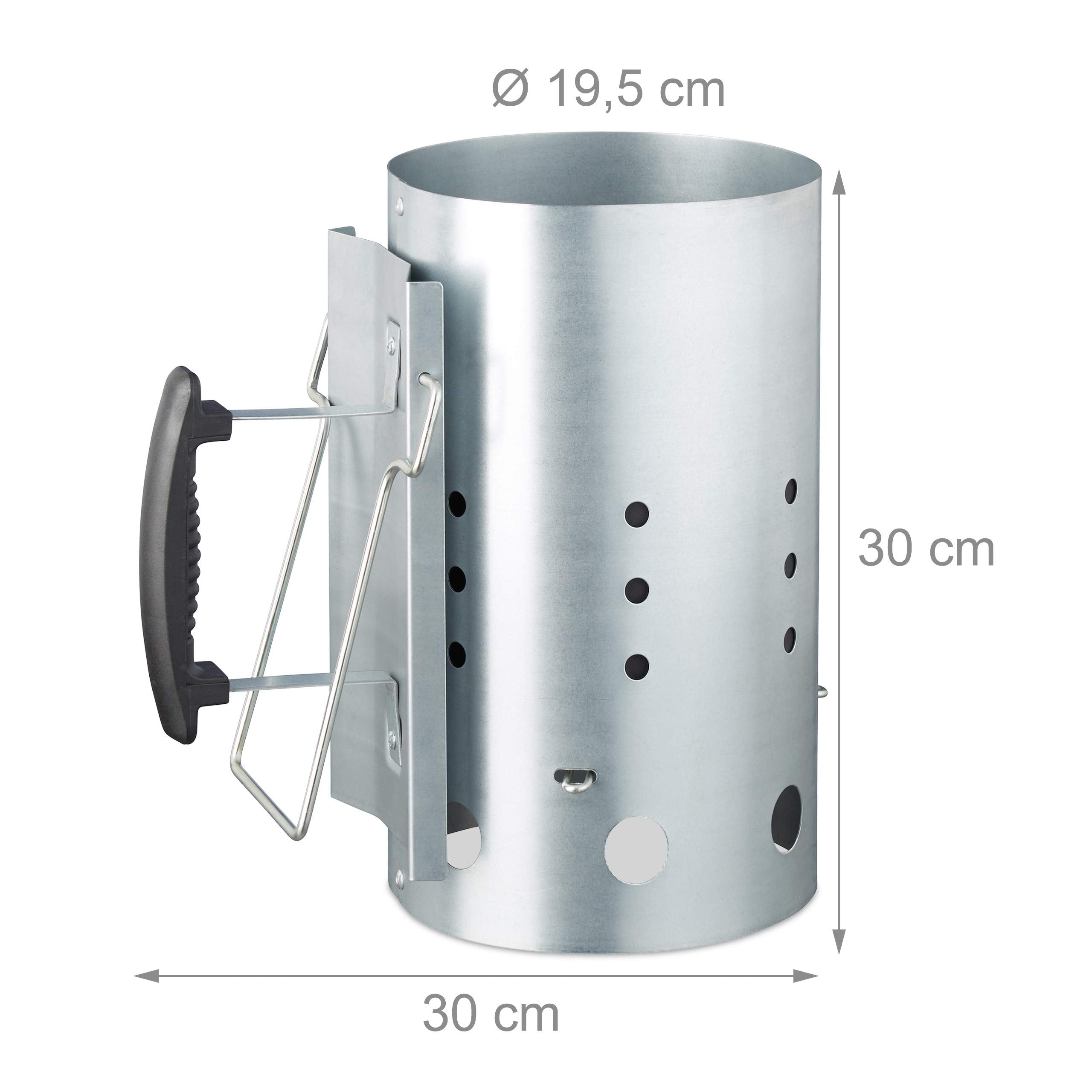 Relaxdays XL Charcoal Chimney Starter | Galvanized Steel BBQ Lighter