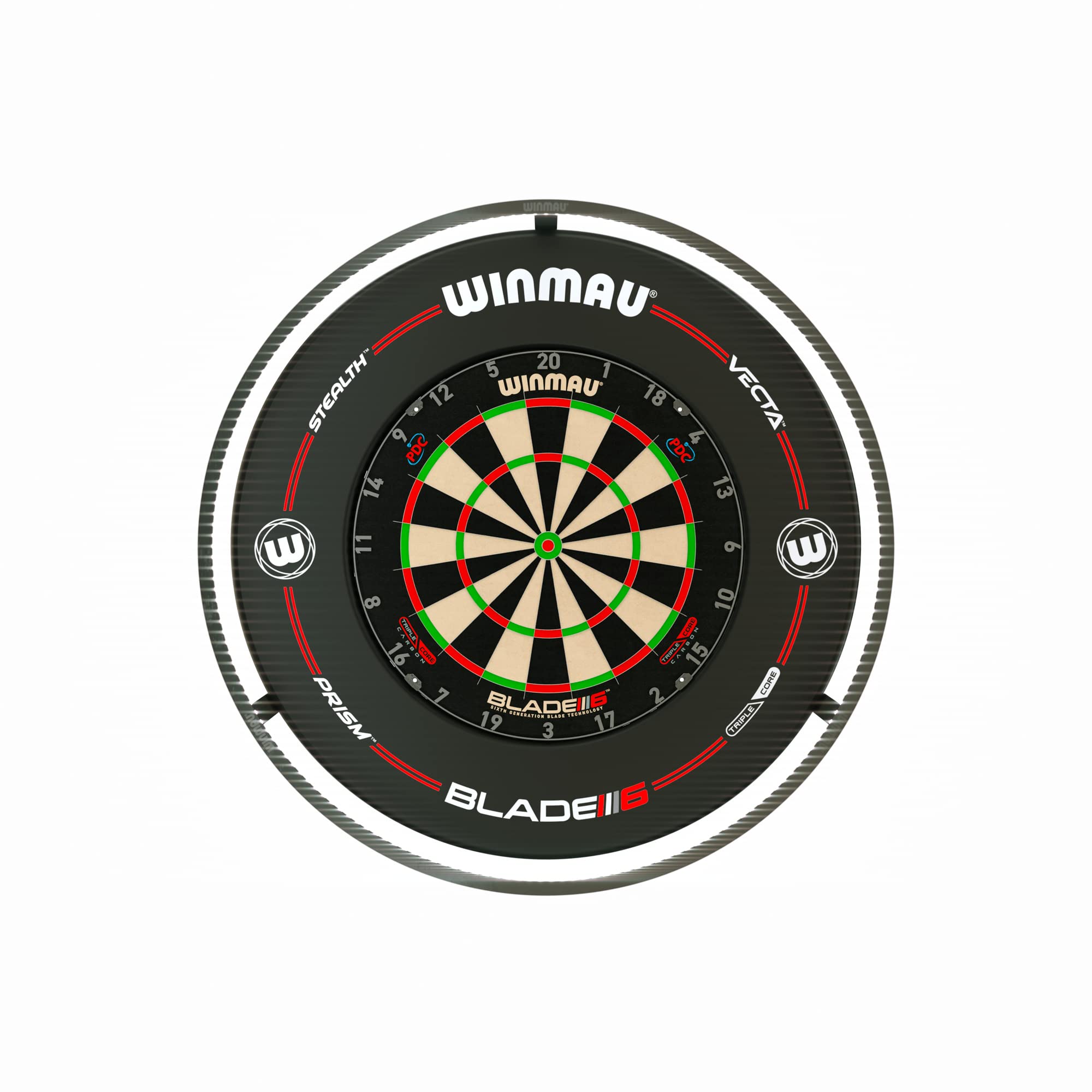 Winmau Plasma Dartboard Light – 360° LED Aluminum Ring – Black