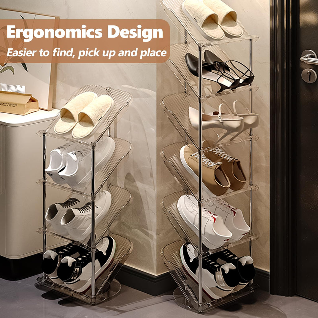Patinao 2-Pack Sloping Narrow Shoe Rack | 5-Tier Slim Tall Storage Stand