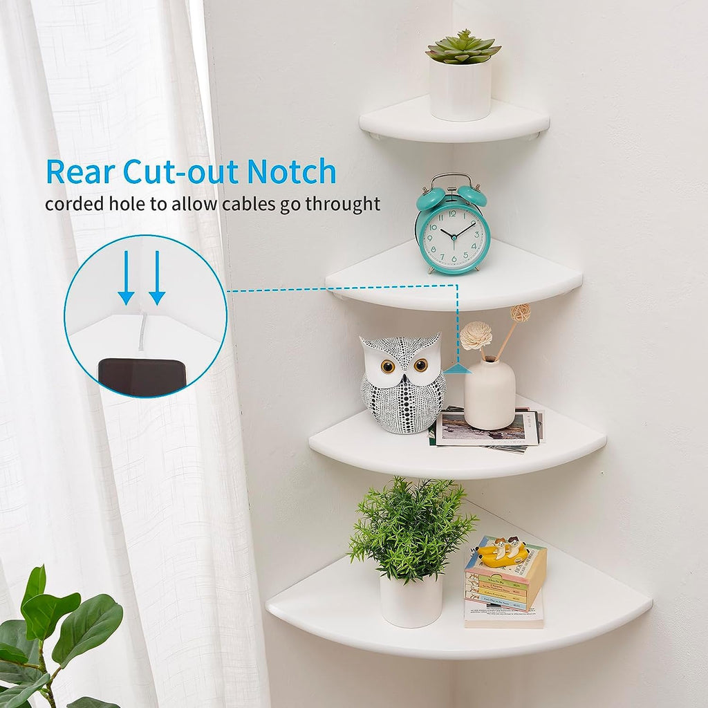 Gieanoo White Oak Floating Corner Shelves - Set of 3 Solid Wood Wall Mount