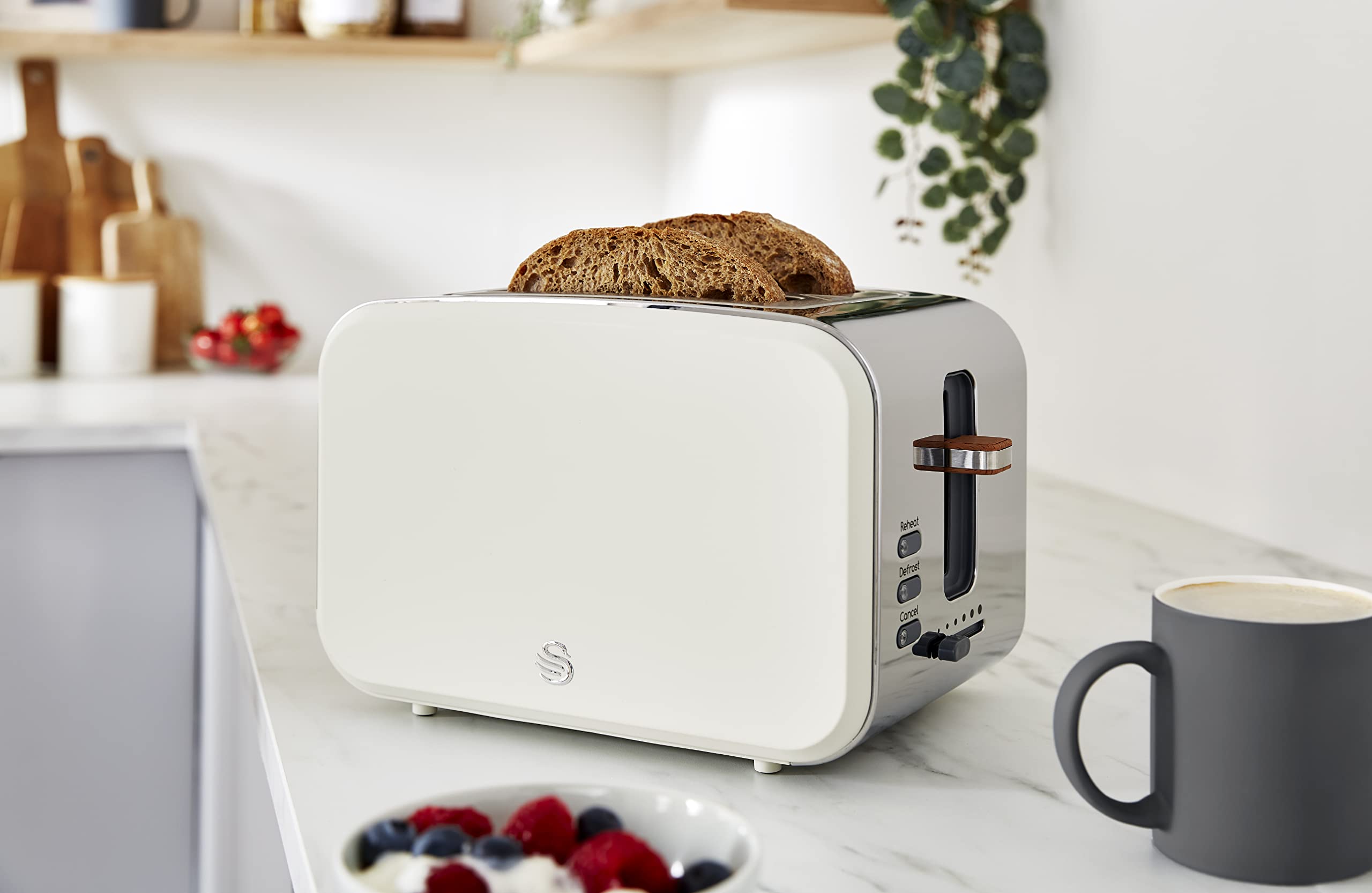 Swan Nordic 2-Slice Toaster | 900W White Toaster with 6 Browning Levels