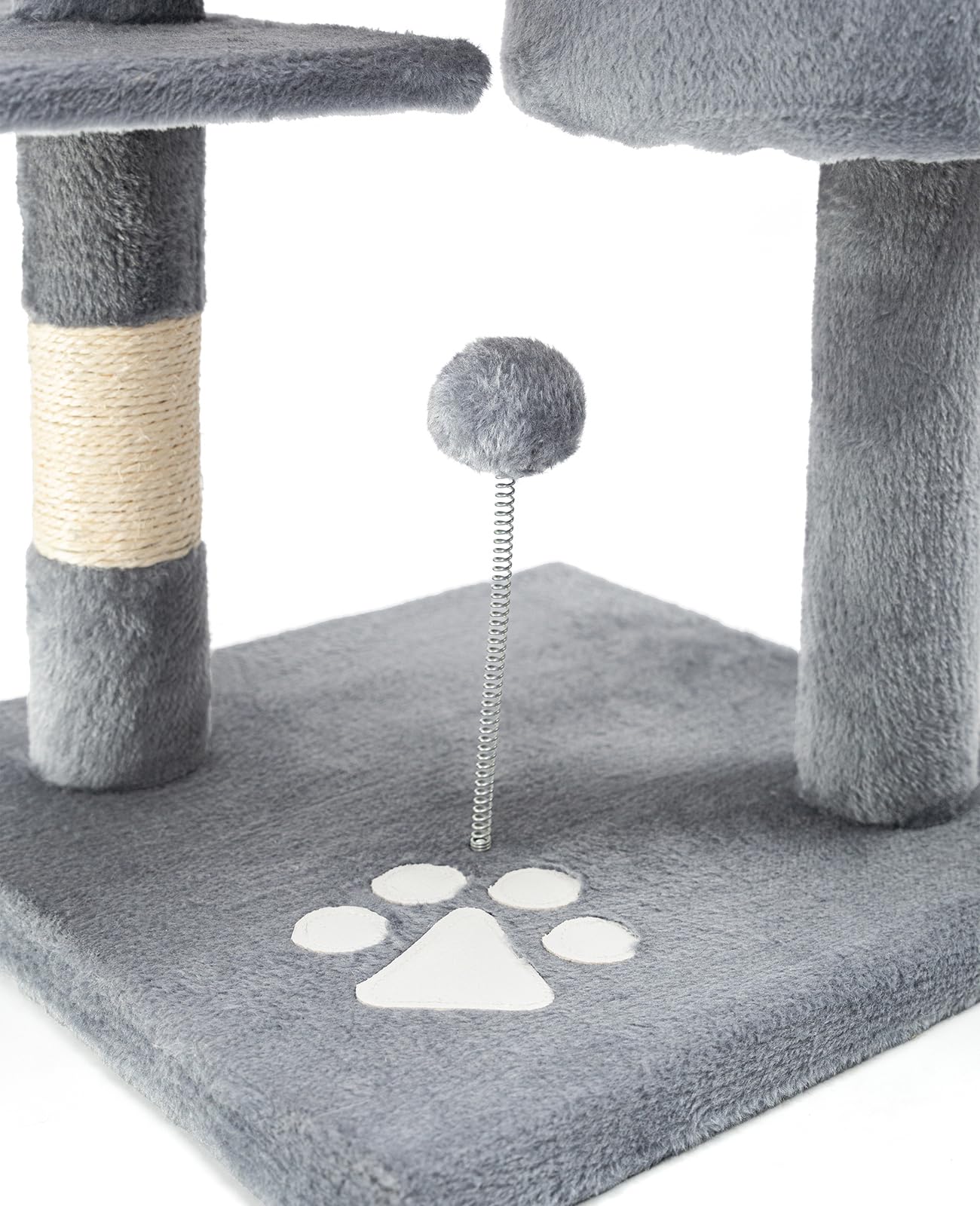 lionto Cat Tree with Sisal Scratching Post, Cave & Play Rope – 112 cm