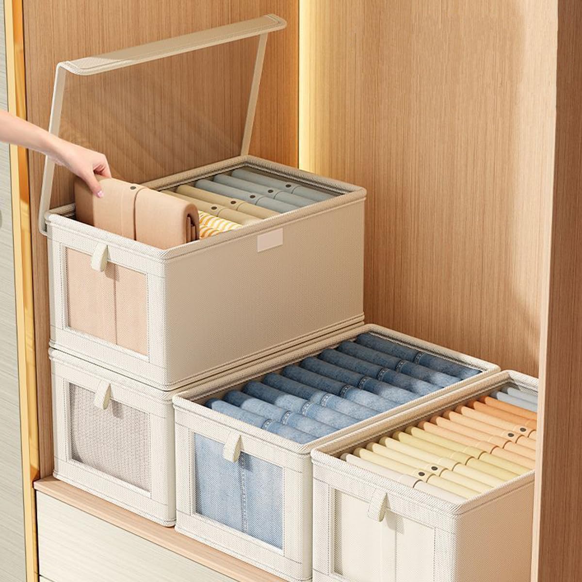 Tosoda Wardrobe Storage Organiser Boxes with Lids for Clothes Trousers - image 2