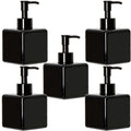 Youngever 5 Pack Black Plastic Square Pump Bottles - 8oz Refillable
