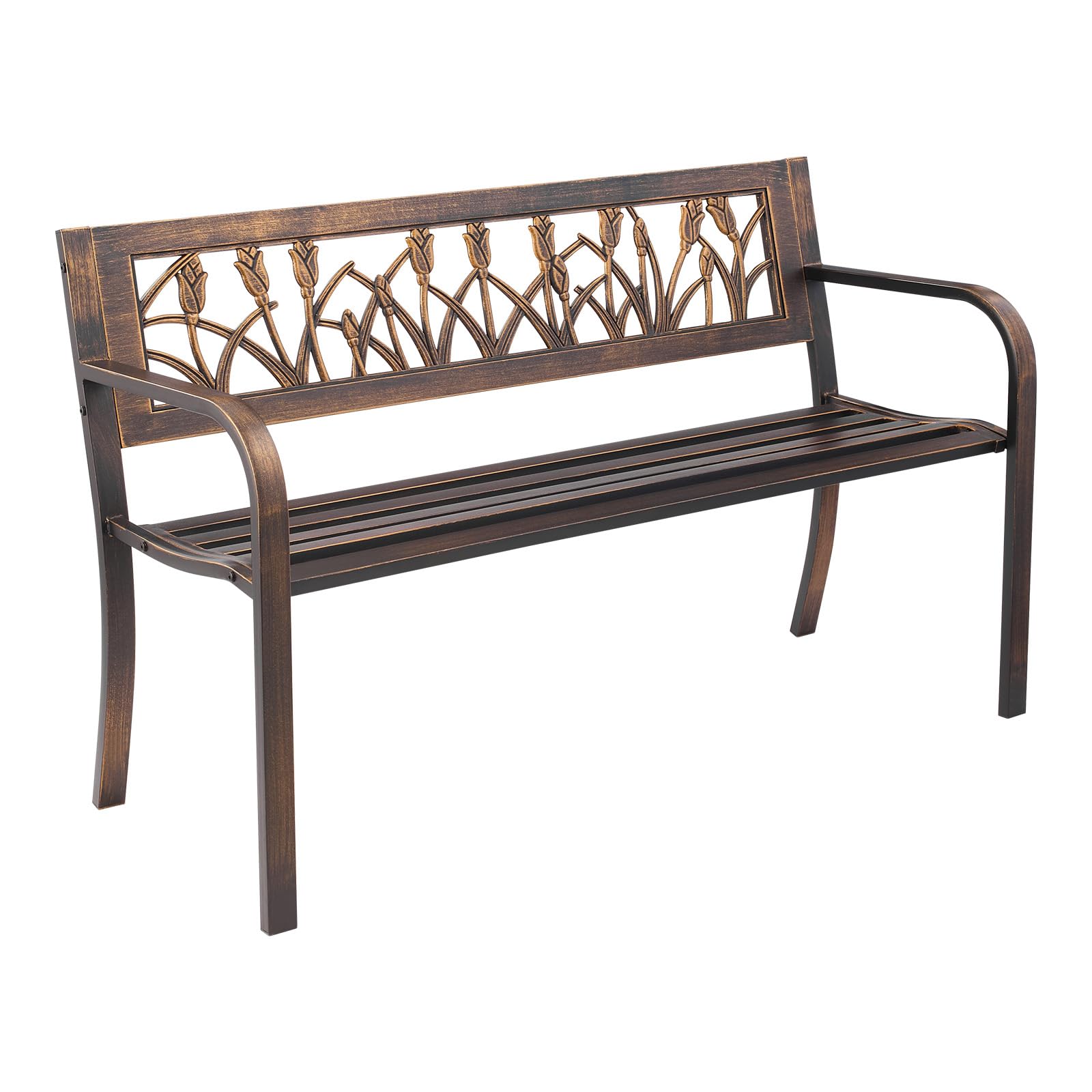 VEVOR 127cm Outdoor Bench | Weatherproof Metal Garden Patio Seating