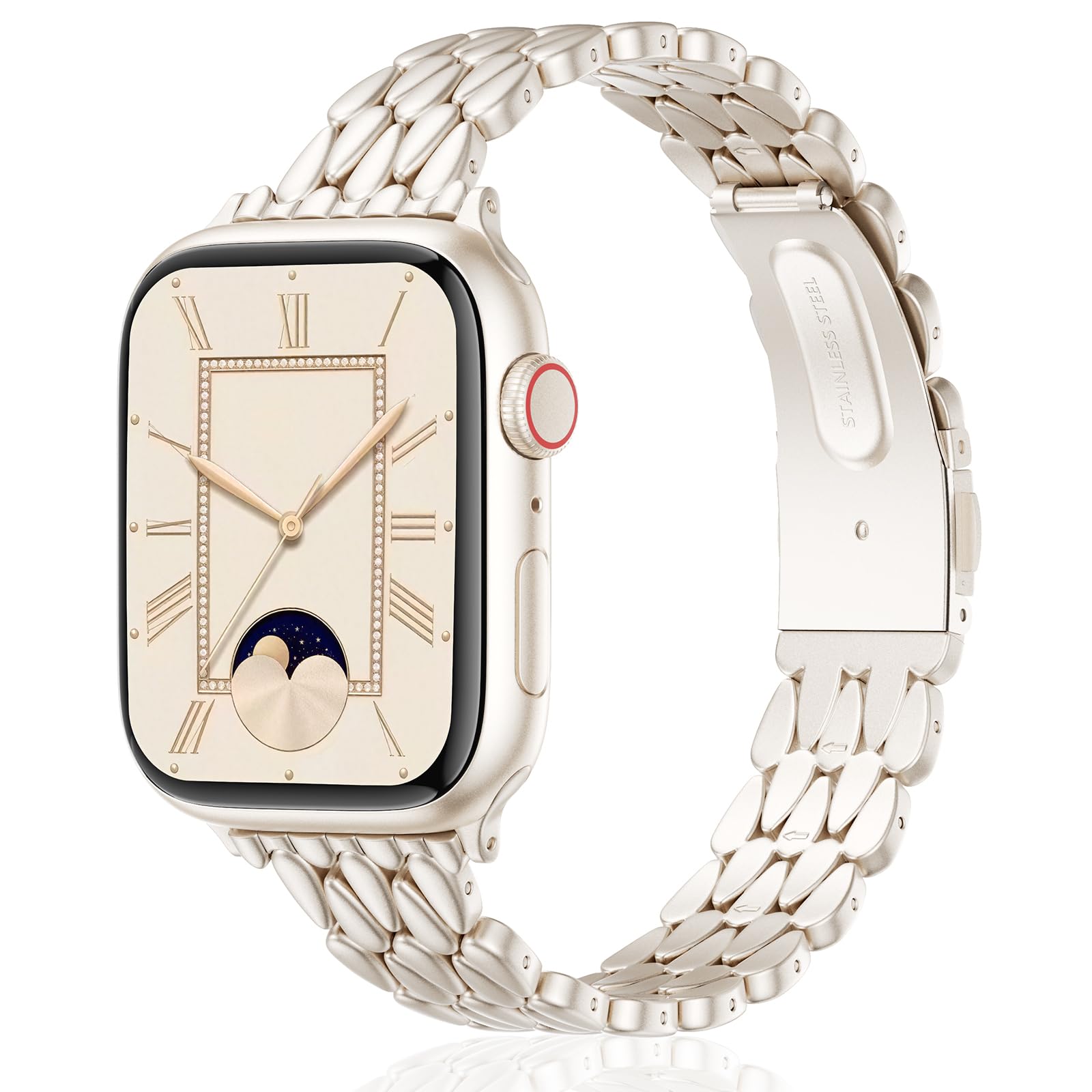 V.R.HOPE Slim Stainless Steel Strap for Apple Watch – Starlight, 38-42mm